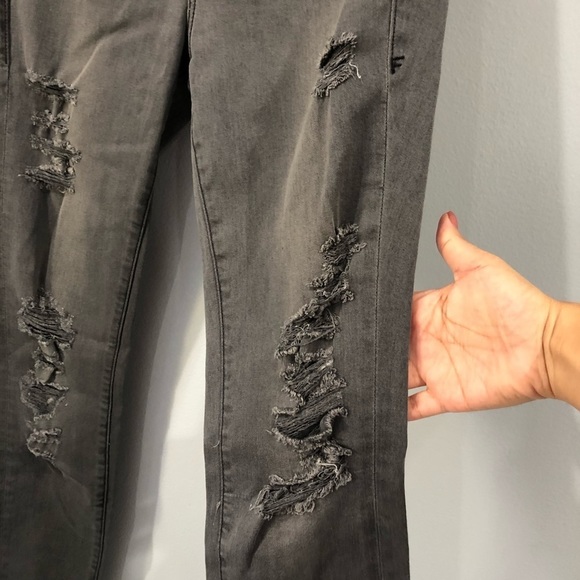 Frame Denim Jeans Frame Le Skinny De Jeanne Grey Shred Distressed